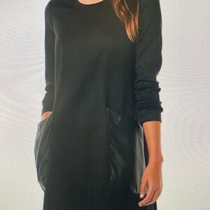 BCBGMAXAZRIA Farah Black shift Dress with large side faux leather Pockets